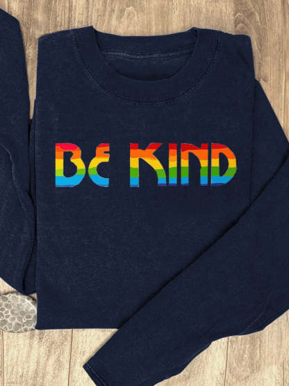 Be Kind Rainbow Suicide Prevention Mental Print Casual Sweatshirt-lovefitte