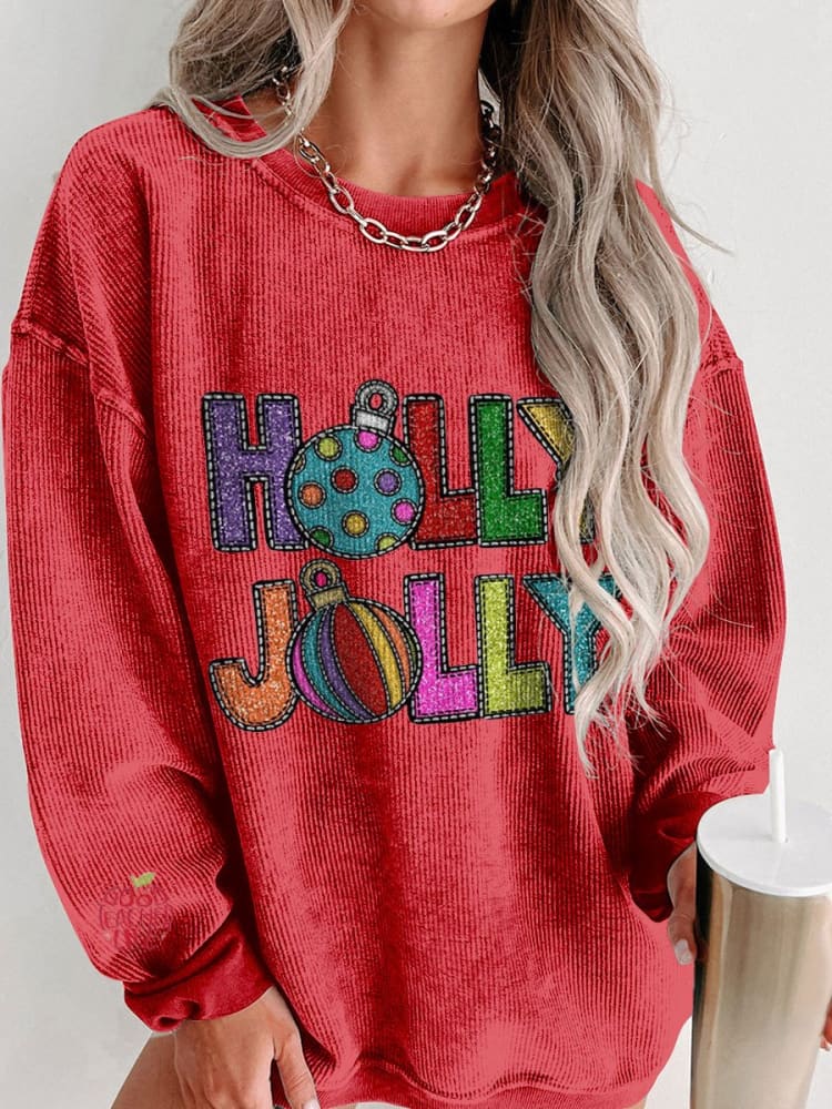 Women's Holly Jolly Christmas Casual Print Shirt