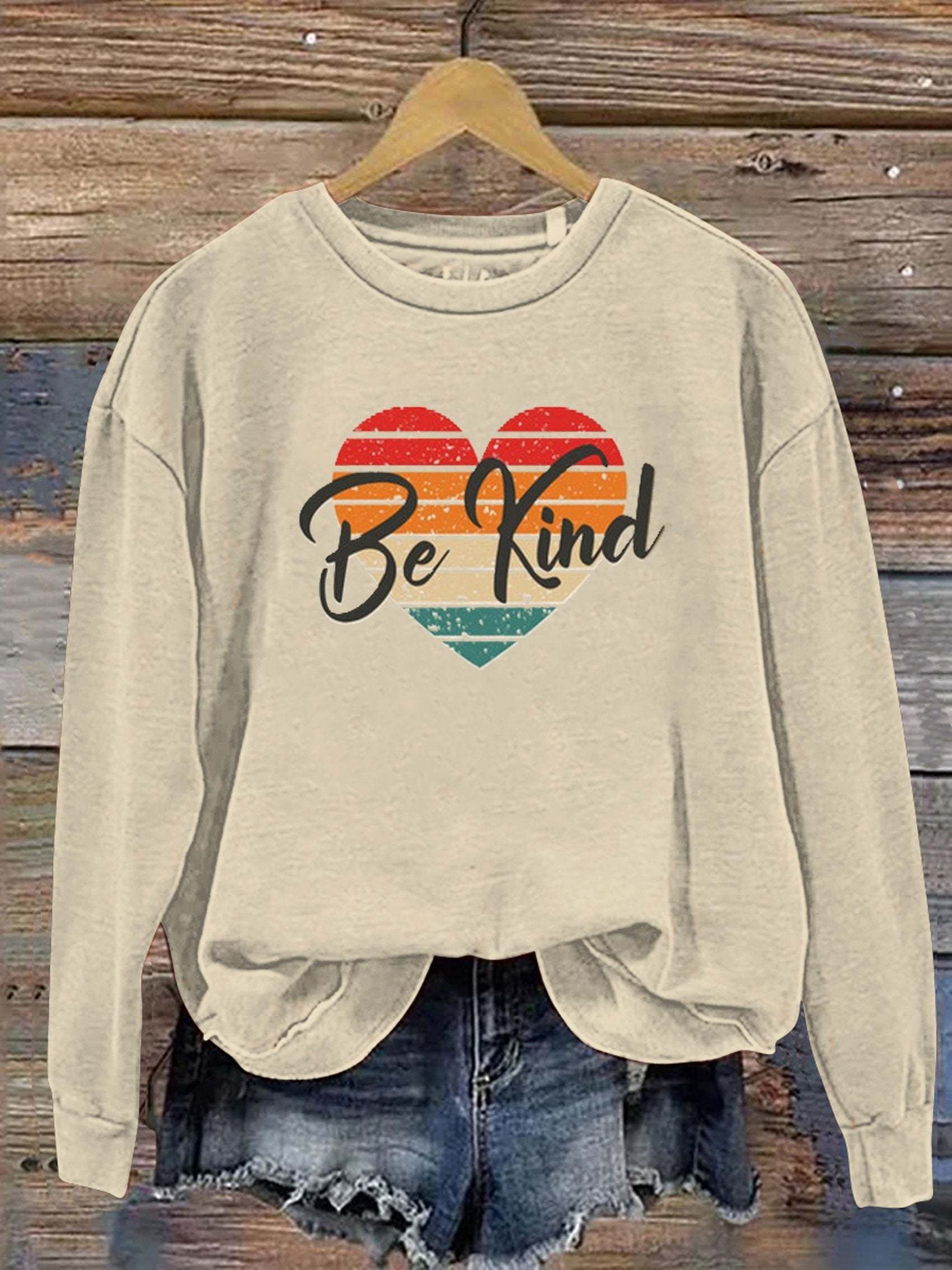 Be Kind Love Kindness Pride Rainbow Print Casual Sweatshirt-lovefitte