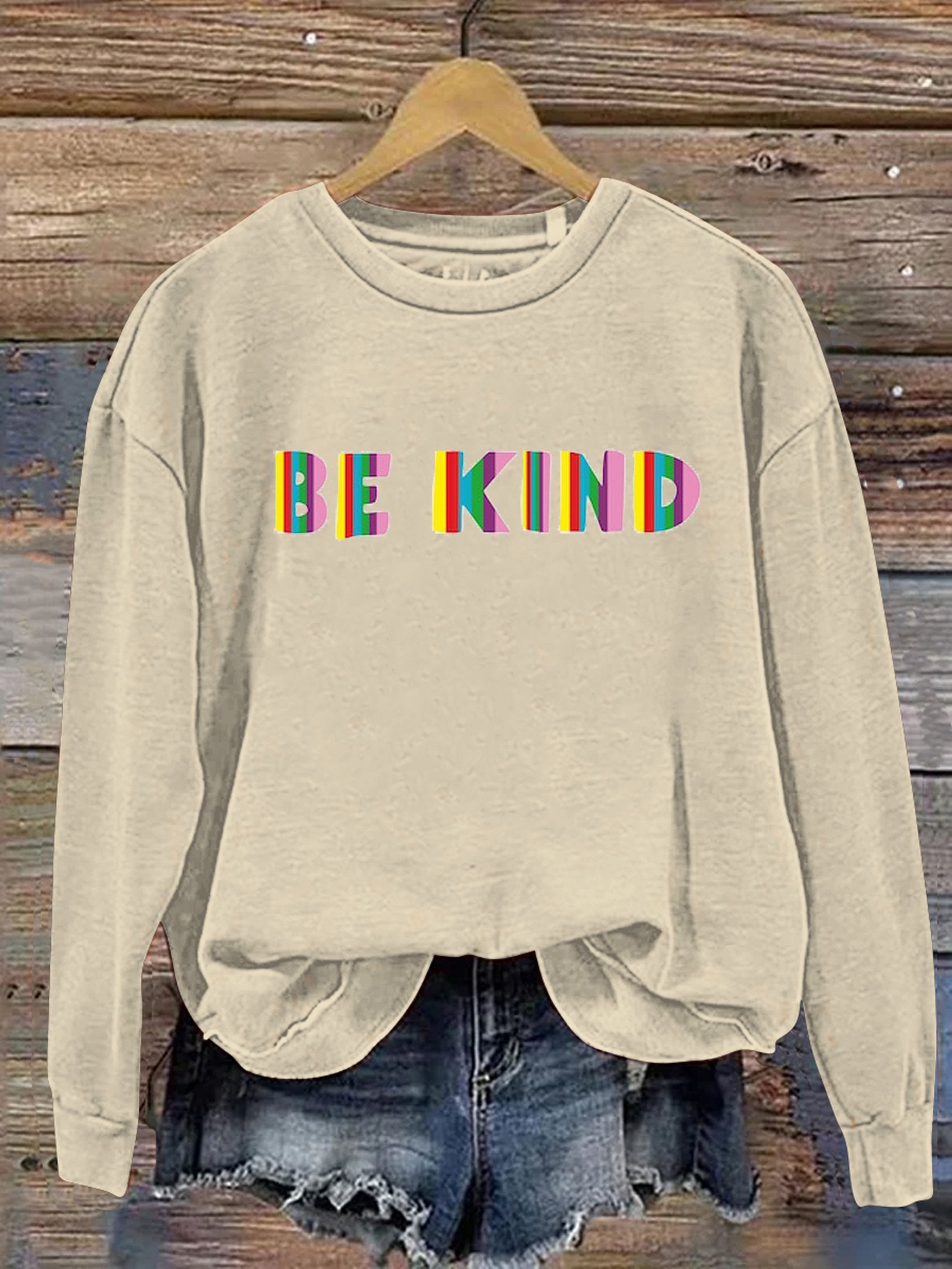 Be Kind Kindness Pride Rainbow Love Gradient Print Casual Sweatshirt-lovefitte