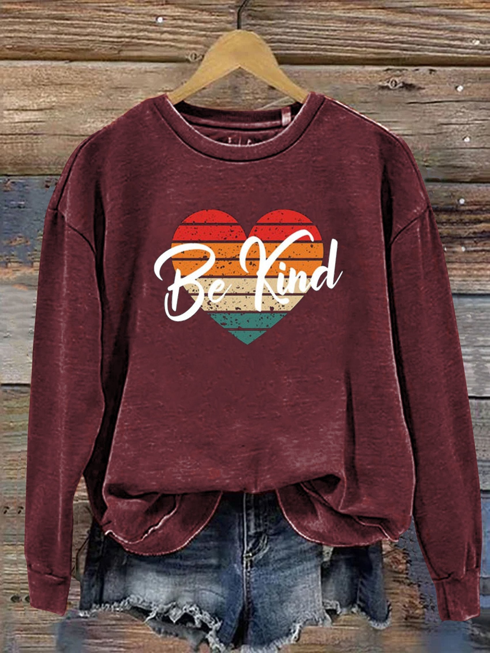 Be Kind Love Kindness Pride Rainbow Print Casual Sweatshirt-lovefitte