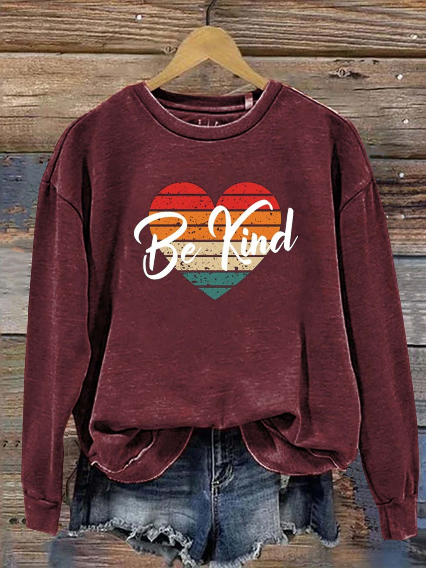 Be Kind Love Kindness Pride Rainbow Print Casual Sweatshirt-lovefitte