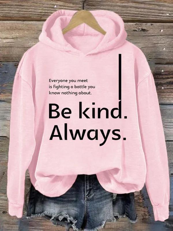 Be Kind Always Suicide Awareness Print Casual Hoodie-lovefitte