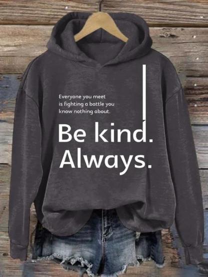 Be Kind Always Suicide Awareness Print Casual Hoodie-lovefitte