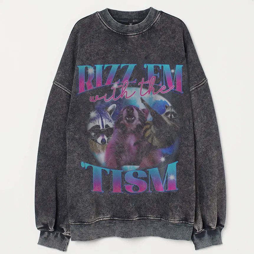 Rizz Em With The Tism Retro  Sweatshirt-lovefitte