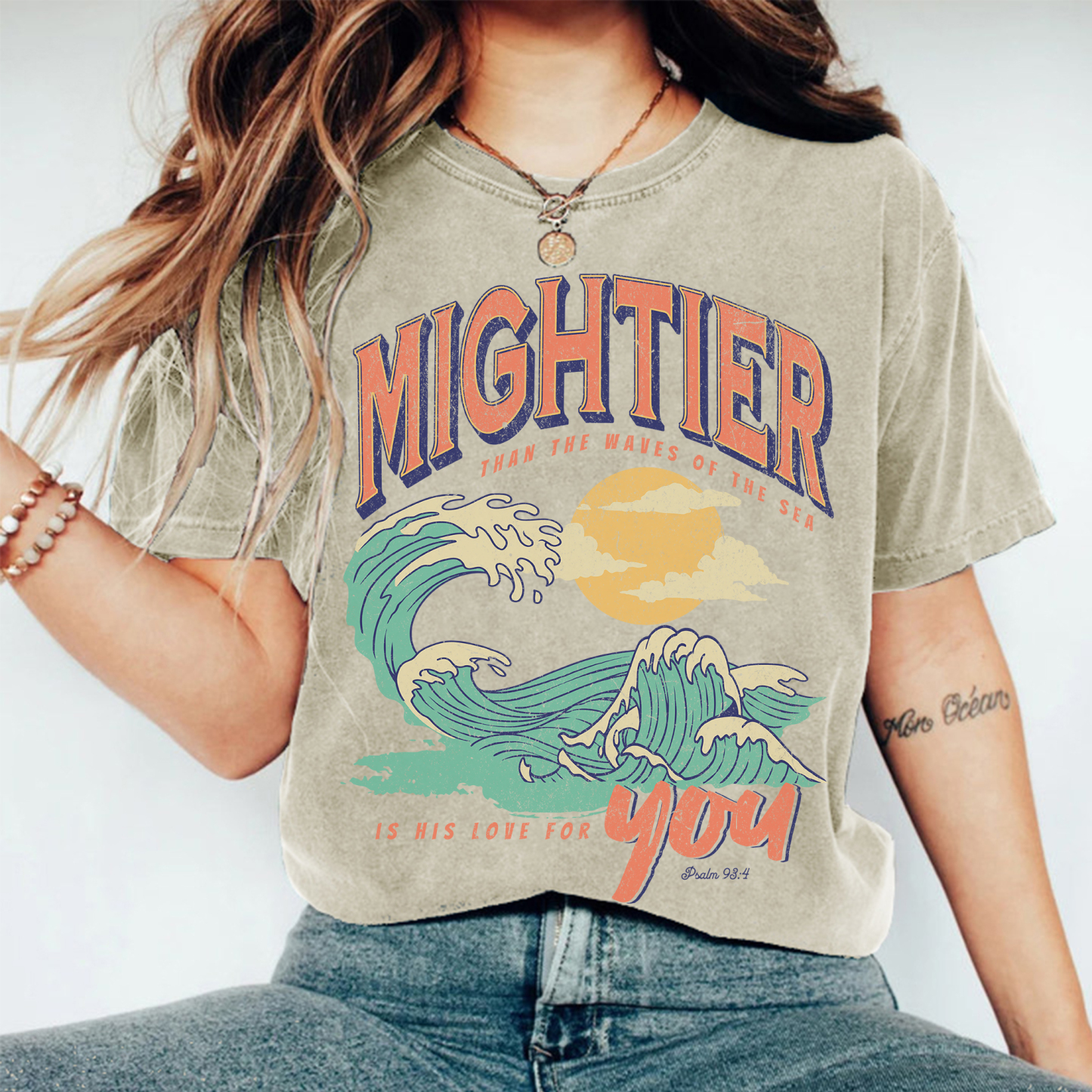mightier than the waves of the sea is his love for you T-Shirt-carlalin