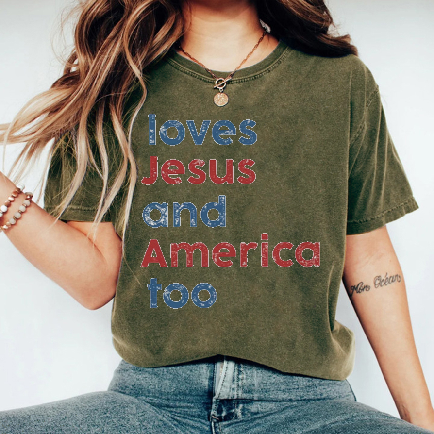 Loves Jesus And America Too T-Shirt-carlalin