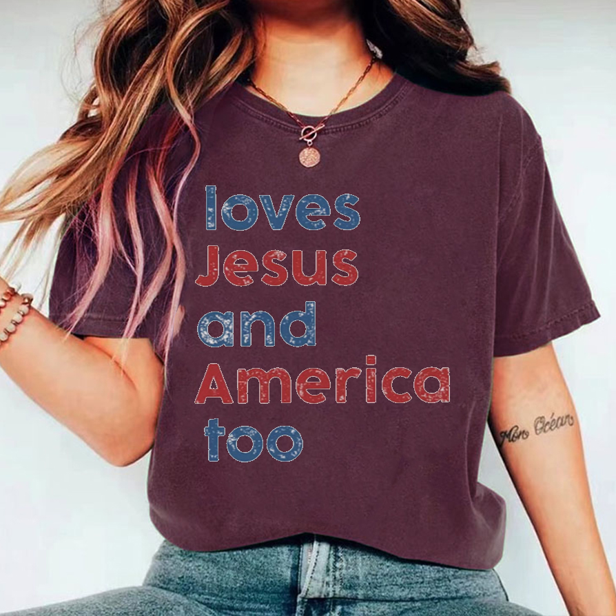 Loves Jesus And America Too T-Shirt-carlalin