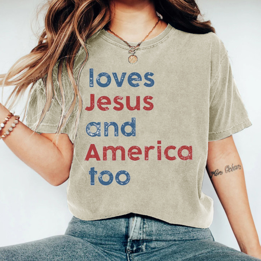 Loves Jesus And America Too T-Shirt-carlalin