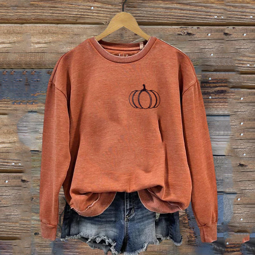 Embroidered Pumpkin Sweatshirt-carlalin