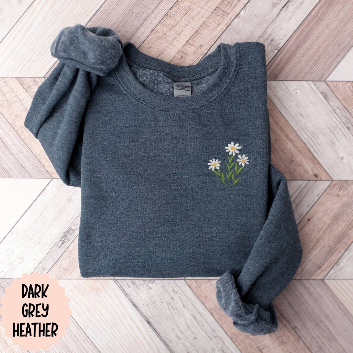 Embroidered Floral Daisy Sweatshirt