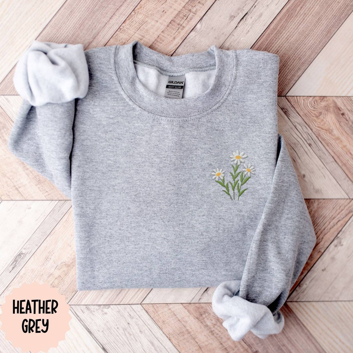 Embroidered Floral Daisy Sweatshirt