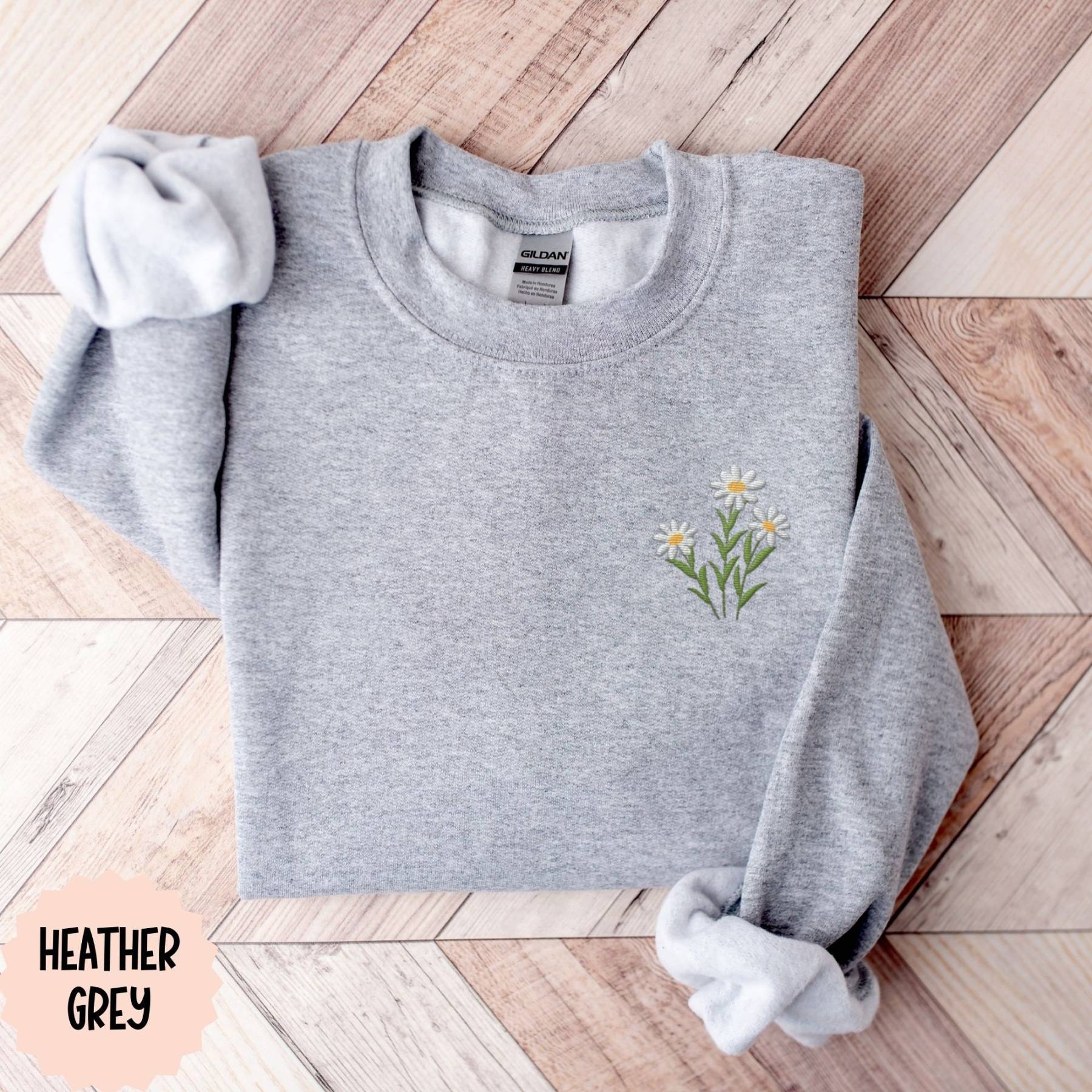 Embroidered Floral Daisy Sweatshirt