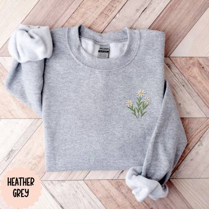 Embroidered Floral Daisy Sweatshirt