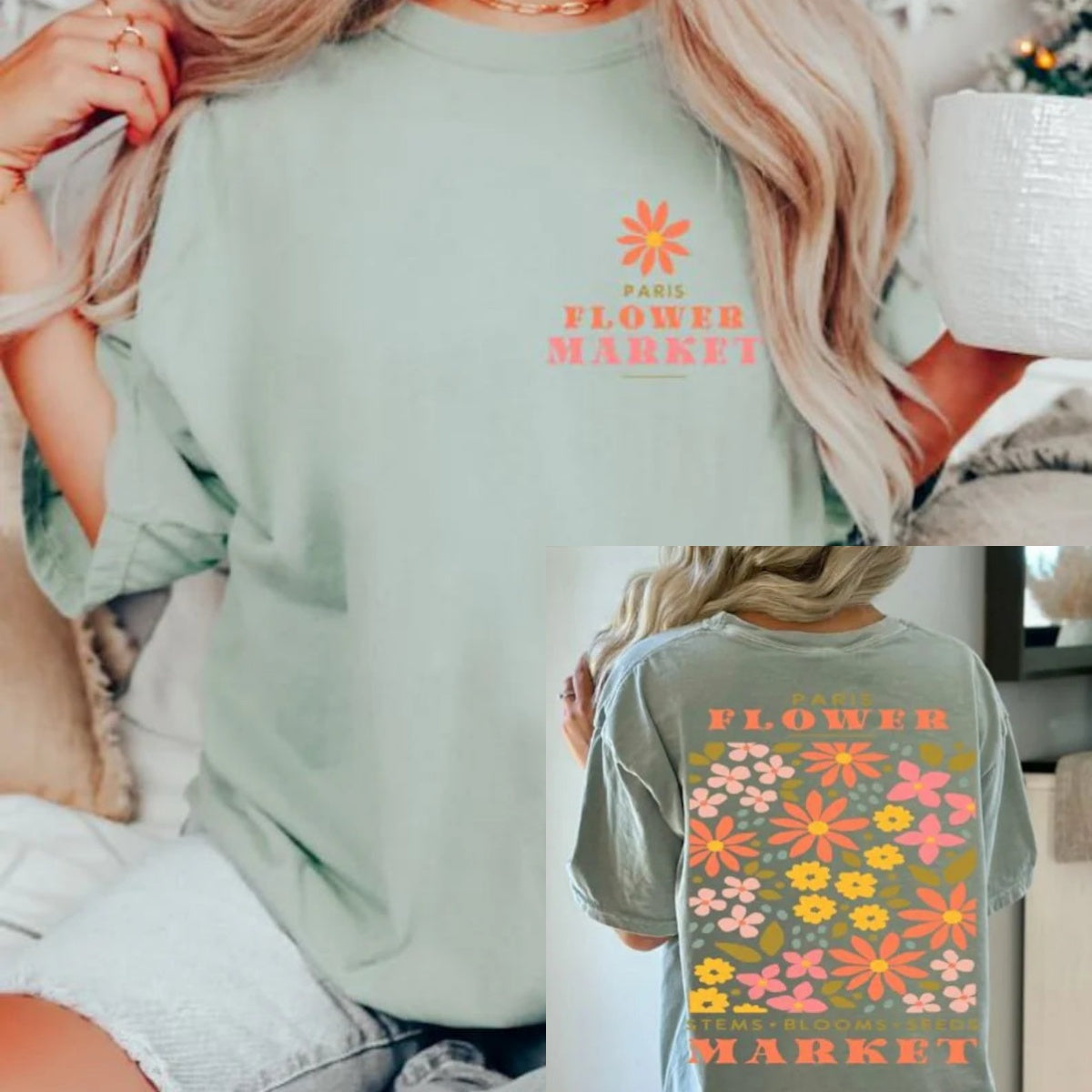 Vintage Pressed Flowers Boho Wildflowers T Shirt-carlalin