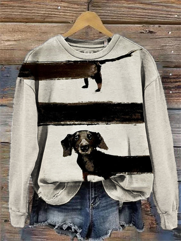 Funny Lovely Dachshund Painting Comfy Sweatshirt-carlalin