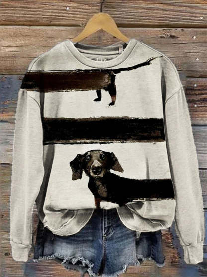 Funny Lovely Dachshund Painting Comfy Sweatshirt-carlalin