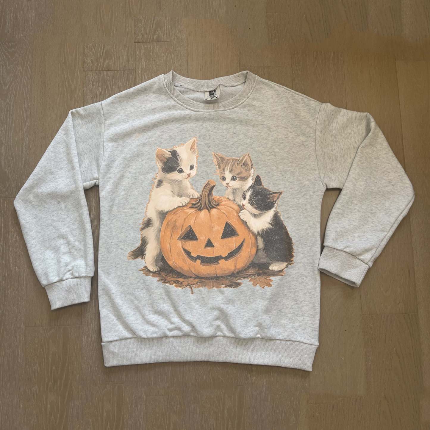 Vintage 90s Pumpkin Cat Halloween Sweatshirt-carlalin