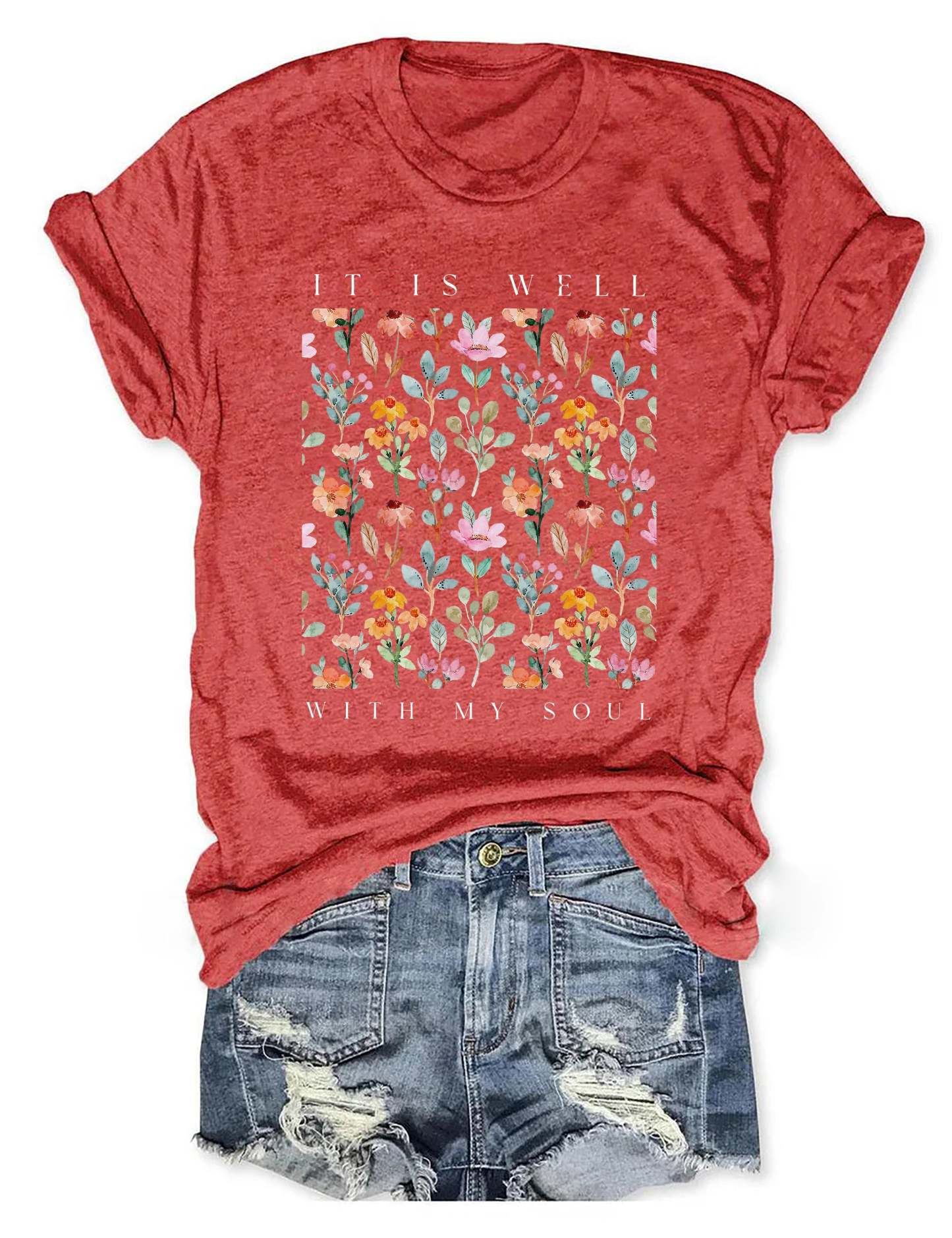 It Is Well With My Soul Floral T-shirt-carlalin