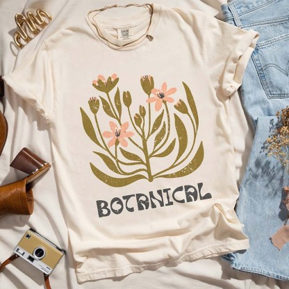 Boho Botanical Wildflower Aesthetic T-Shirt-carlalin