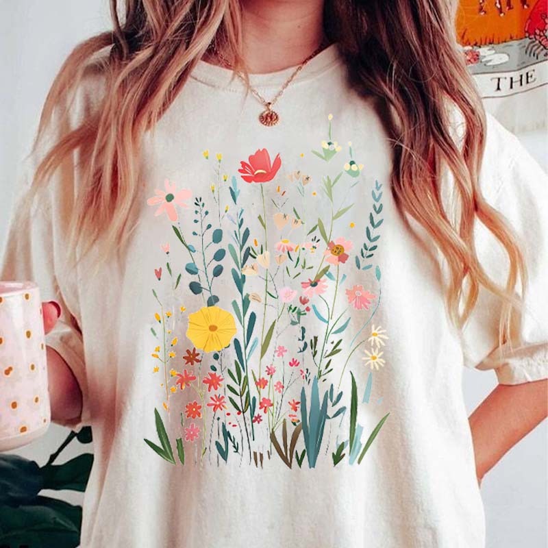 Colorful Wildflower Bouquet T-Shirt-carlalin