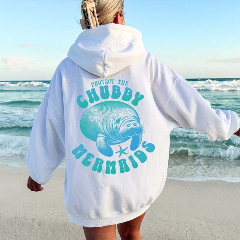 Protect The Chubby Mermaid  Manatee Gift Ocean Animal Hoodie-carlalin