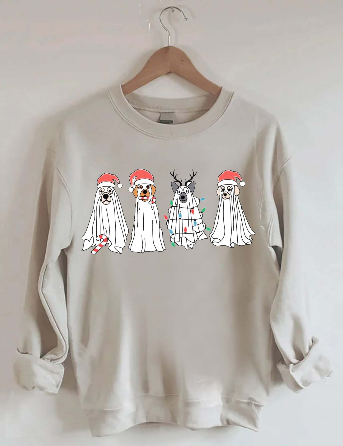 Christmas Ghost Dog Santa Hat Sweatshirt-carlalin