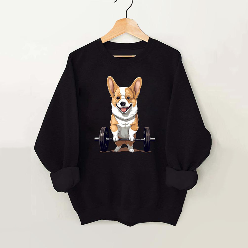 WeightLifting Corgi Vintage Gym Sweatshirt-carlalin