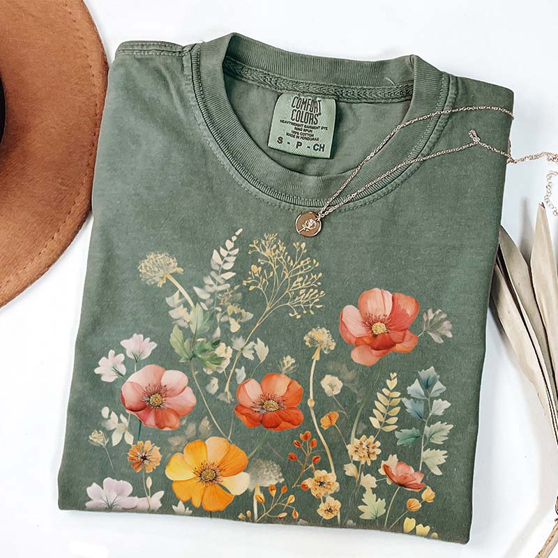 Aesthetic Colorful Wild Flower T-Shirt-carlalin