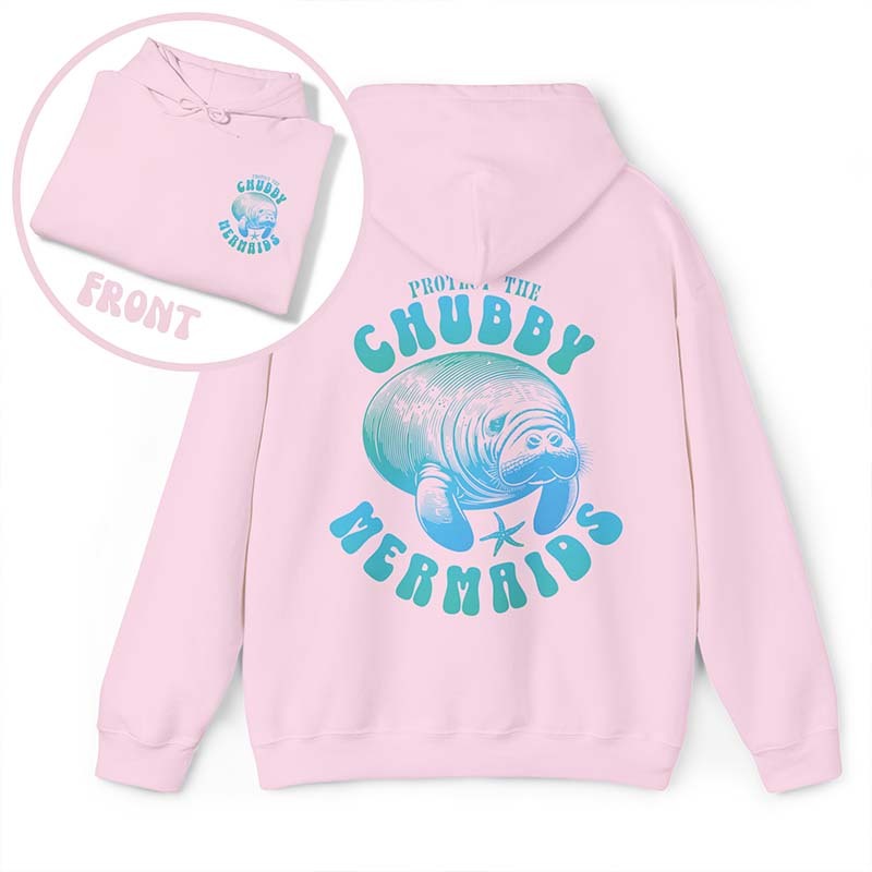 Protect The Chubby Mermaid  Manatee Gift Ocean Animal Hoodie-carlalin