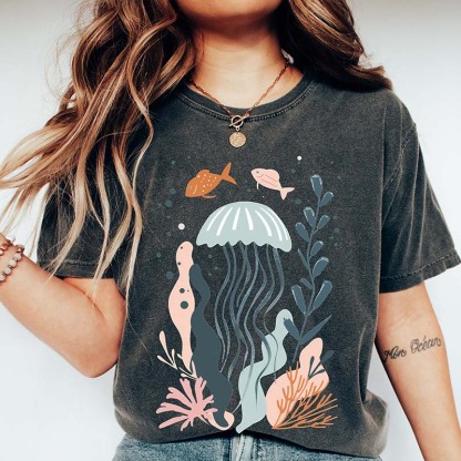 Comfort Colors Jellyfish Ocean Animal T-Shirt-carlalin