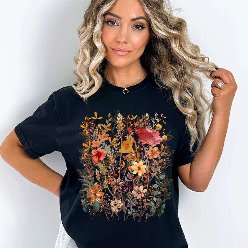 Fairycore Botanical Flowers T-Shirt-carlalin