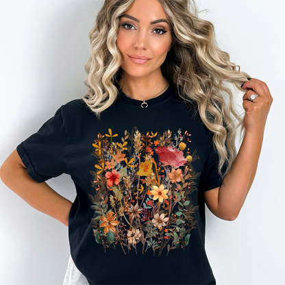 Fairycore Botanical Flowers T-Shirt-carlalin