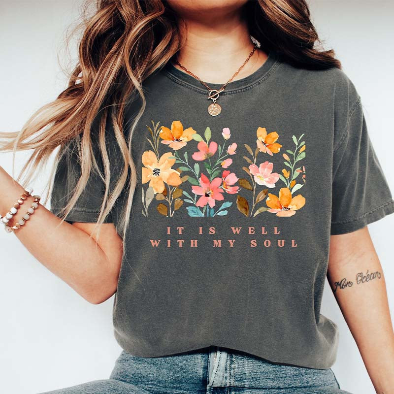 Watercolor Flowers Baptism Gift Idea T-Shirt-carlalin