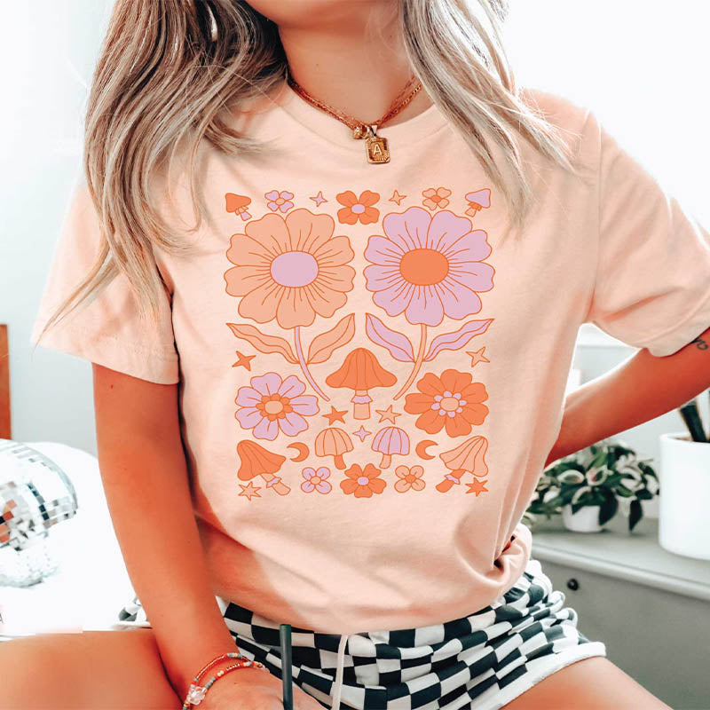 Daisy Mushroom Floral T-Shirt-carlalin