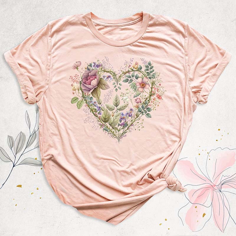 Floral Heart Lover Wildflower T-Shirt-carlalin