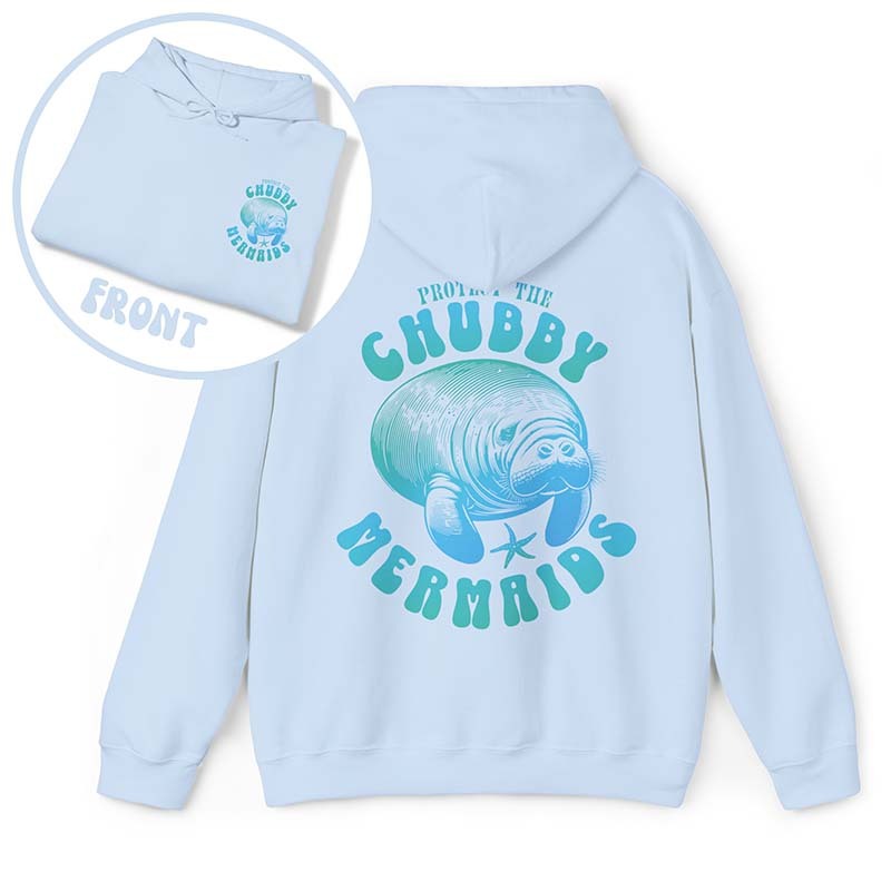 Protect The Chubby Mermaid  Manatee Gift Ocean Animal Hoodie-carlalin