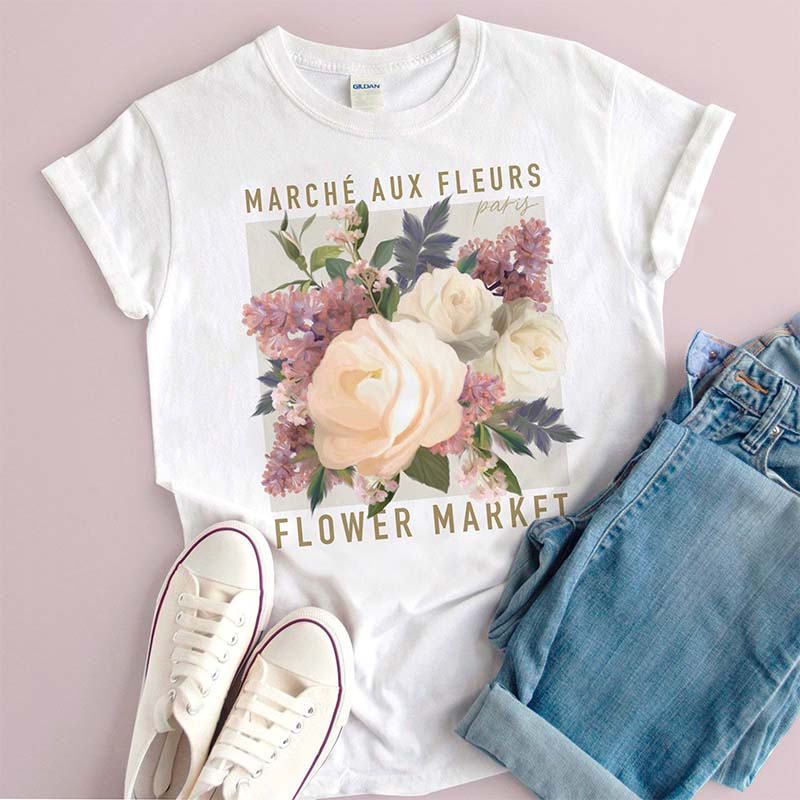 Marché Aux Fleurs Flower Market T-Shirt-carlalin
