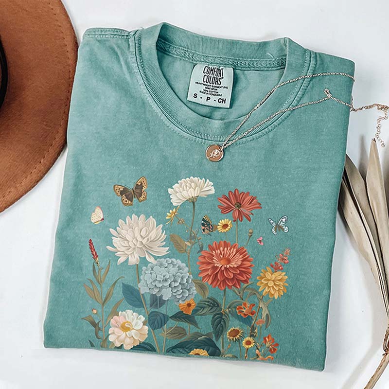 Wildflowers Cottagecore Boho Nature T-Shirt-carlalin