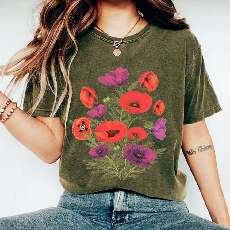 Victorian Flowers Wild Plant T-shirt-carlalin