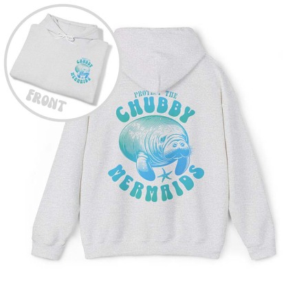 Protect The Chubby Mermaid  Manatee Gift Ocean Animal Hoodie-carlalin