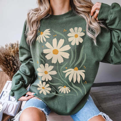 Flower Print Women Gift Sweatshirt-carlalin