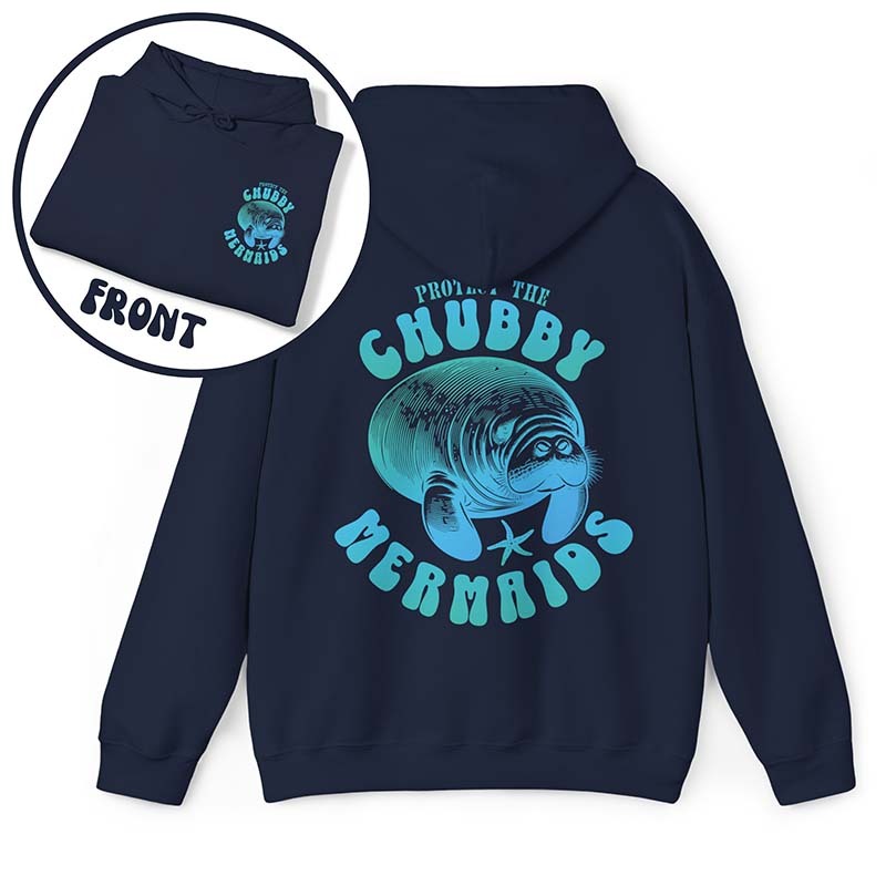 Protect The Chubby Mermaid  Manatee Gift Ocean Animal Hoodie-carlalin