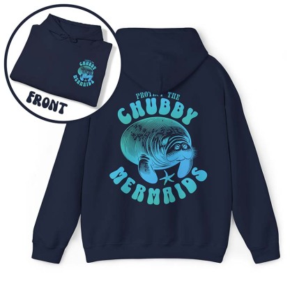 Protect The Chubby Mermaid  Manatee Gift Ocean Animal Hoodie-carlalin