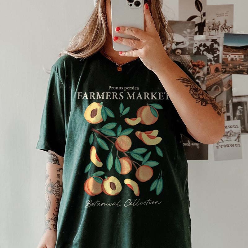 Vintage Peaches Botanical Prunus persica T-Shirt-carlalin