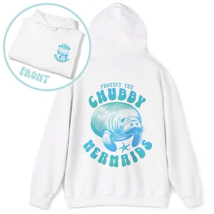 Protect The Chubby Mermaid  Manatee Gift Ocean Animal Hoodie-carlalin