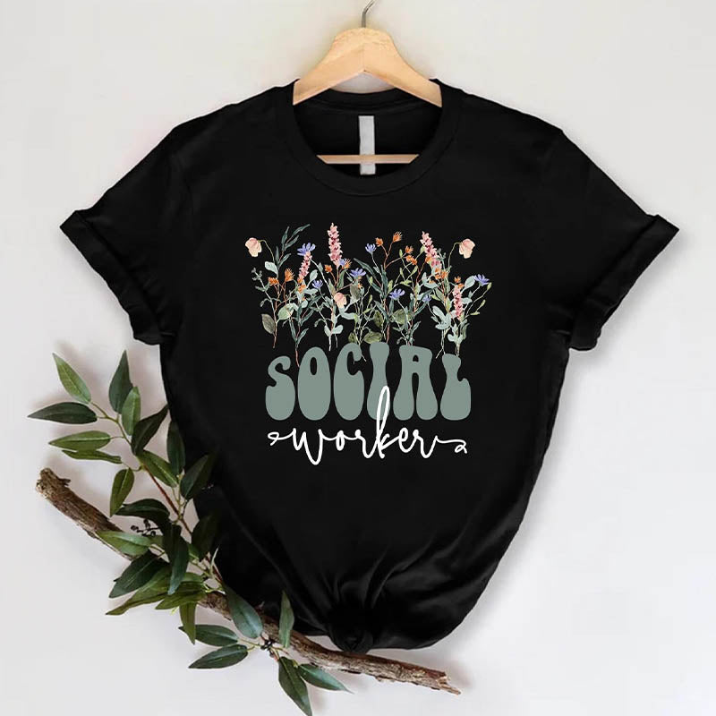 Social Worker Wildflowers T-Shirt-carlalin