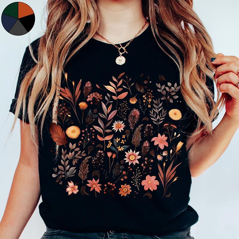 Autumnal Wildflowers Lover T-Shirt-carlalin