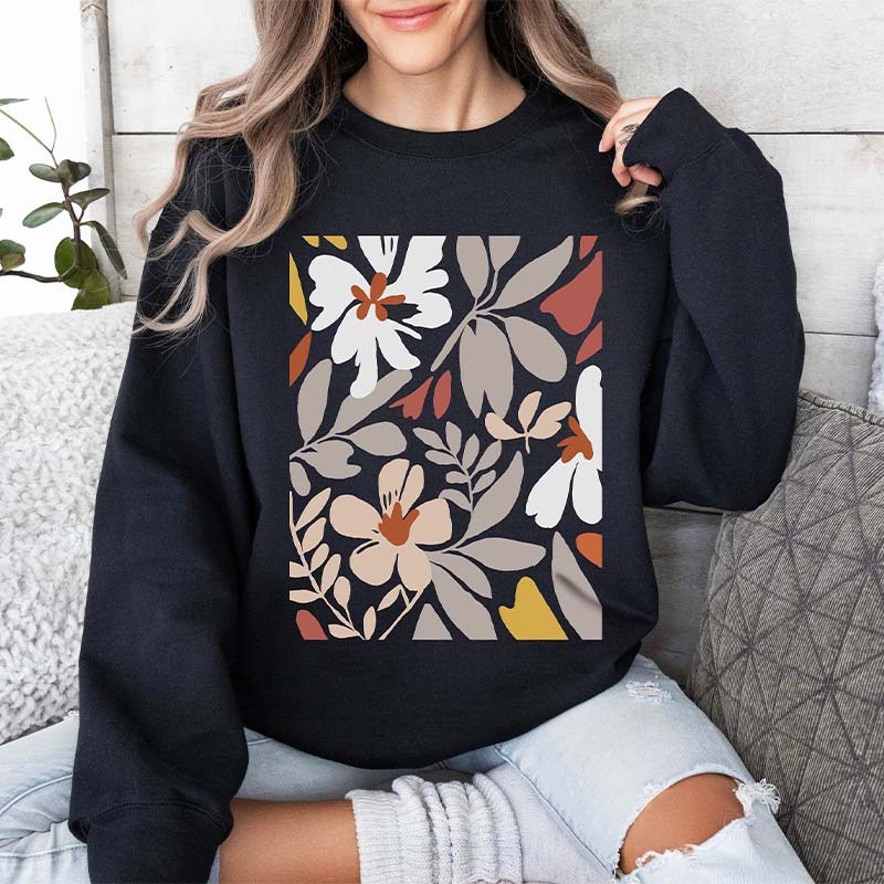 Boho White Flower Minimalist Sweatshirt-carlalin