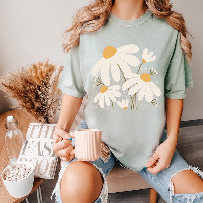 Daisy Blooming Flowers Summer T-Shirt-carlalin